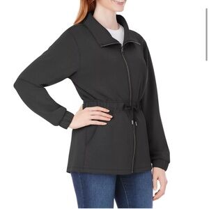 Black Utility Jacket with‎ Drawstring Waist and Zip Front Member’s Mark Size Med